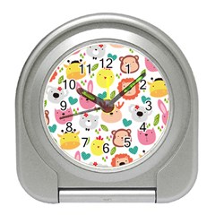 Cute Animals Cartoon Seamless Background Travel Alarm Clock