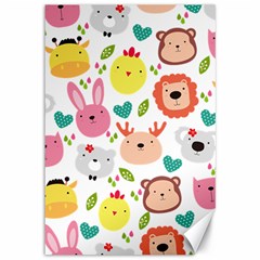 Cute Animals Cartoon Seamless Background Canvas 12  X 18 