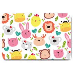 Cute Animals Cartoon Seamless Background Large Doormat