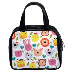 Cute Animals Cartoon Seamless Background Classic Handbag (two Sides)