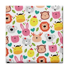 Cute Animals Cartoon Seamless Background Face Towel