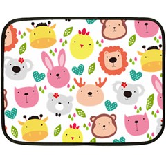 Cute Animals Cartoon Seamless Background One Side Fleece Blanket (mini)