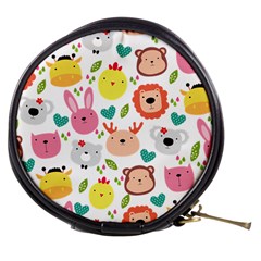 Cute Animals Cartoon Seamless Background Mini Makeup Bag