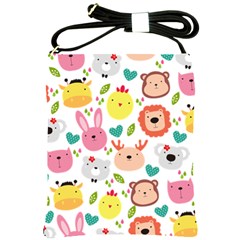 Cute Animals Cartoon Seamless Background Shoulder Sling Bag by Jancukart