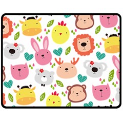 Cute Animals Cartoon Seamless Background One Side Fleece Blanket (medium) by Jancukart