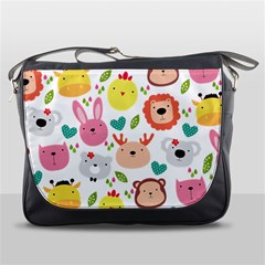 Cute Animals Cartoon Seamless Background Messenger Bag