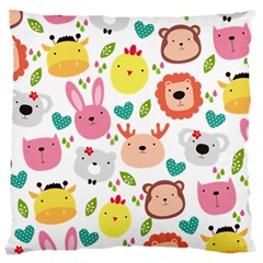 Cute Animals Cartoon Seamless Background Large Cushion Case (two Sides)