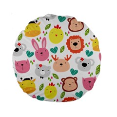 Cute Animals Cartoon Seamless Background Standard 15  Premium Round Cushions