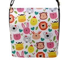 Cute Animals Cartoon Seamless Background Flap Closure Messenger Bag (l) by Jancukart