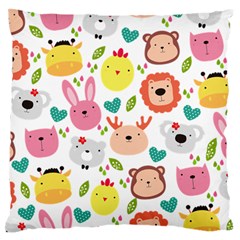 Cute Animals Cartoon Seamless Background Large Premium Plush Fleece Cushion Case (one Side)