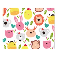 Cute Animals Cartoon Seamless Background Premium Plush Fleece Blanket (large)