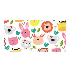 Cute Animals Cartoon Seamless Background Satin Wrap 35  X 70 