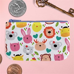 Cute Animals Cartoon Seamless Background Large Coin Purse