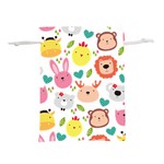 Cute Animals Cartoon Seamless Background Lightweight Drawstring Pouch (M) Front