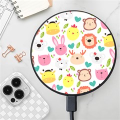 Cute Animals Cartoon Seamless Background Wireless Fast Charger(black)