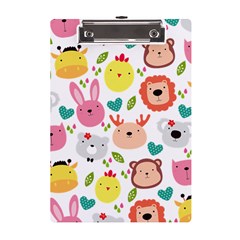 Cute Animals Cartoon Seamless Background A5 Acrylic Clipboard