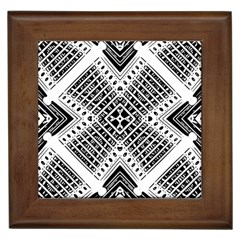 Black And White Modern Texture Seamless Print Fabric Pattern Framed Tile by Jancukart