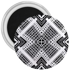 Black And White Modern Texture Seamless Print Fabric Pattern 3  Magnets