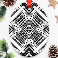 Black And White Modern Texture Seamless Print Fabric Pattern Oval Ornament (two Sides)