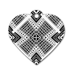 Black And White Modern Texture Seamless Print Fabric Pattern Dog Tag Heart (two Sides)