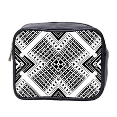 Black And White Modern Texture Seamless Print Fabric Pattern Mini Toiletries Bag (two Sides)