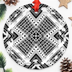 Black And White Modern Texture Seamless Print Fabric Pattern Ornament (round Filigree)