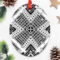 Black And White Modern Texture Seamless Print Fabric Pattern Oval Filigree Ornament (two Sides)