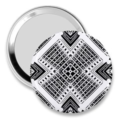 Black And White Modern Texture Seamless Print Fabric Pattern 3  Handbag Mirrors