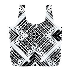 Black And White Modern Texture Seamless Print Fabric Pattern Full Print Recycle Bag (l)