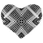 Black And White Modern Texture Seamless Print Fabric Pattern Large 19  Premium Flano Heart Shape Cushions Back