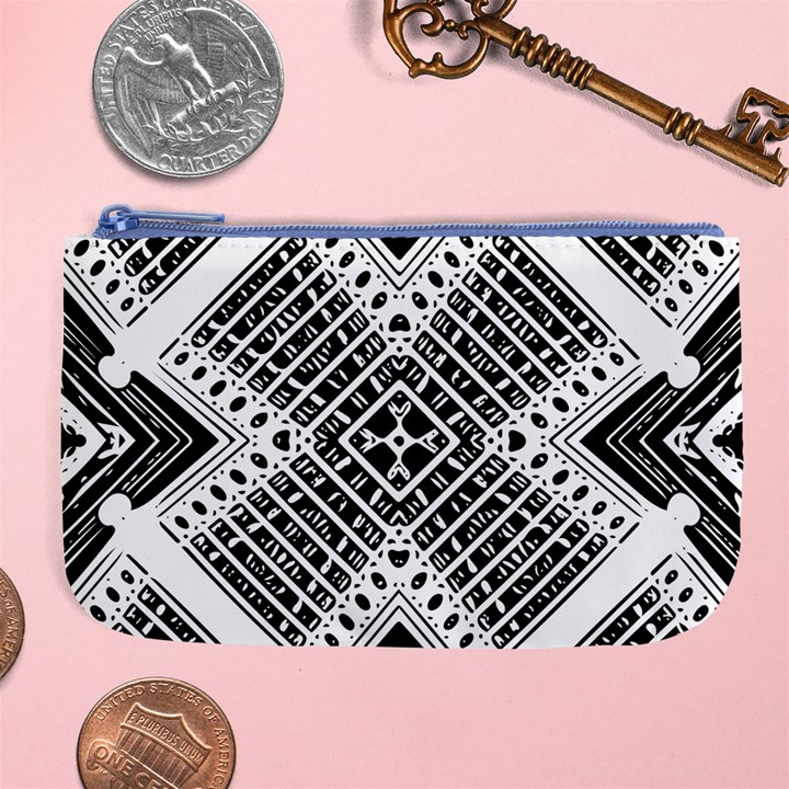 Black And White Modern Texture Seamless Print Fabric Pattern Large Coin Purse