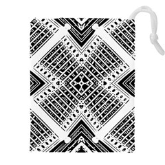 Black And White Modern Texture Seamless Print Fabric Pattern Drawstring Pouch (4xl)