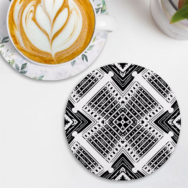 Black And White Modern Texture Seamless Print Fabric Pattern UV Print Round Tile Coaster