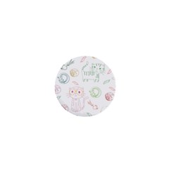 Cats And Food Doodle Seamless Pattern 1  Mini Buttons