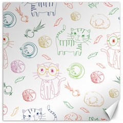 Cats And Food Doodle Seamless Pattern Canvas 16  X 16 