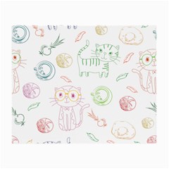 Cats And Food Doodle Seamless Pattern Small Glasses Cloth (2 Sides) by Jancukart