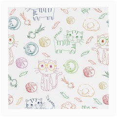 Cats And Food Doodle Seamless Pattern Medium Glasses Cloth (2 Sides)