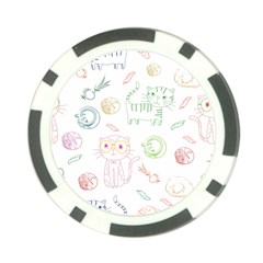 Cats And Food Doodle Seamless Pattern Poker Chip Card Guard