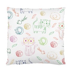 Cats And Food Doodle Seamless Pattern Standard Cushion Case (one Side) by Jancukart