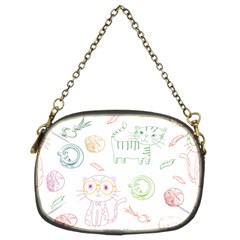 Cats And Food Doodle Seamless Pattern Chain Purse (two Sides)