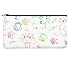 Cats And Food Doodle Seamless Pattern Pencil Case by Jancukart