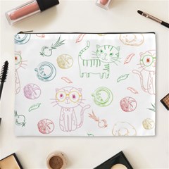 Cats And Food Doodle Seamless Pattern Cosmetic Bag (xl)