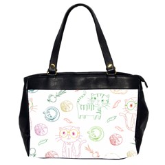 Cats And Food Doodle Seamless Pattern Oversize Office Handbag (2 Sides)