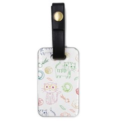 Cats And Food Doodle Seamless Pattern Luggage Tag (one Side)