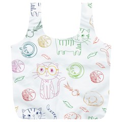 Cats And Food Doodle Seamless Pattern Full Print Recycle Bag (xl)