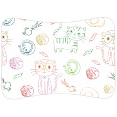 Cats And Food Doodle Seamless Pattern Velour Seat Head Rest Cushion