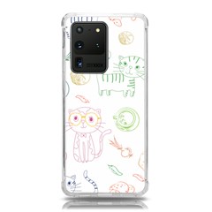 Cats And Food Doodle Seamless Pattern Samsung Galaxy S20 Ultra 6 9 Inch Tpu Uv Case