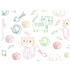 Cats And Food Doodle Seamless Pattern Premium Plush Fleece Blanket (extra Small)