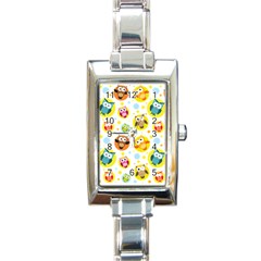 Owl Bird Cartoon Rectangle Italian Charm Watch by Jancukart