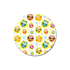 Owl Bird Cartoon Magnet 3  (round) by Jancukart